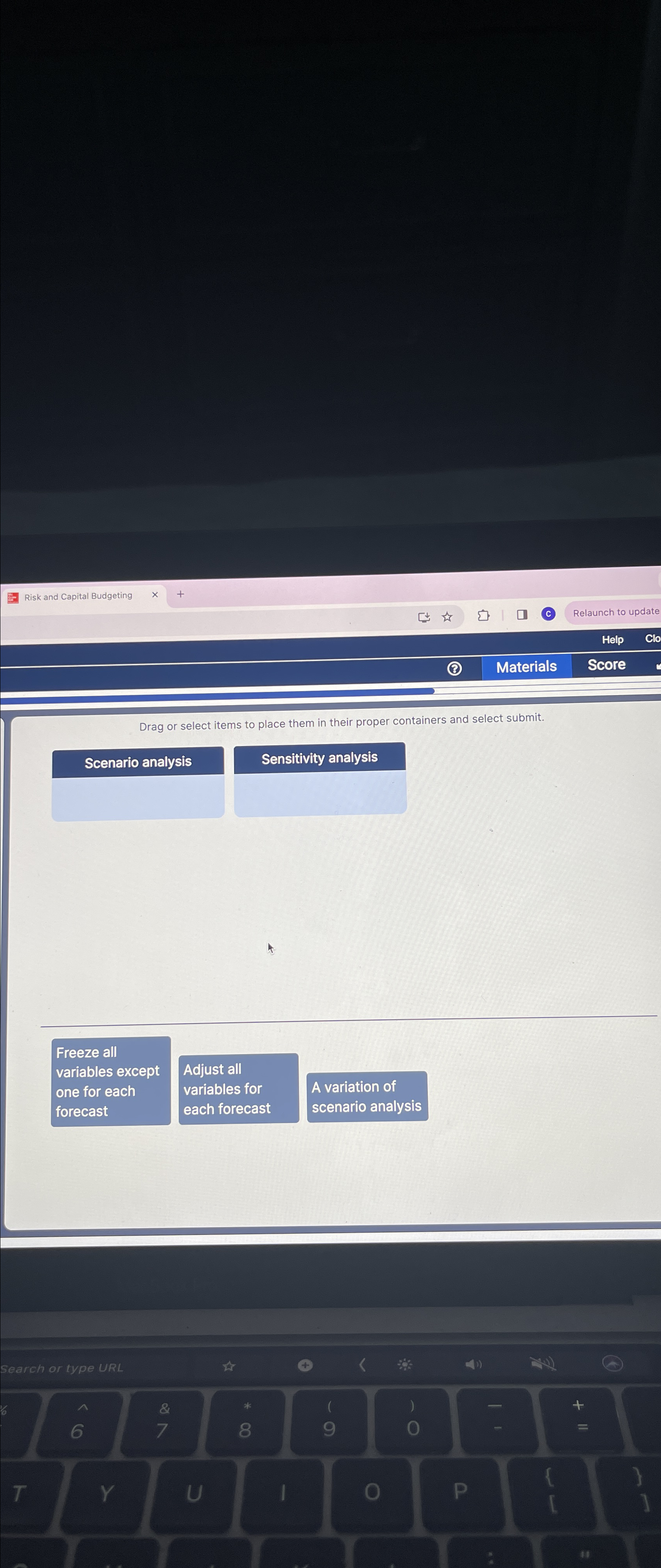  Drag or select items to place them in their proper containers