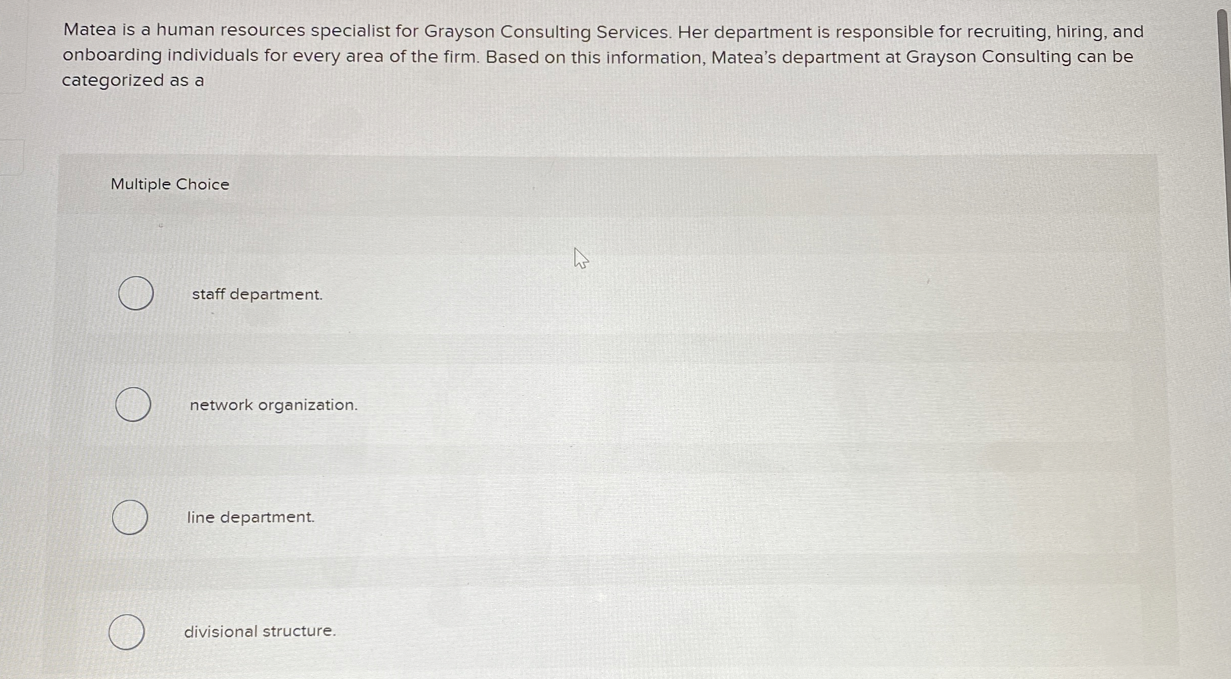  Matea is a human resources specialist for Grayson Consulting Services. Her
