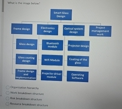  What is the image below? Organization hierarchy Work breakdown structure Risk
