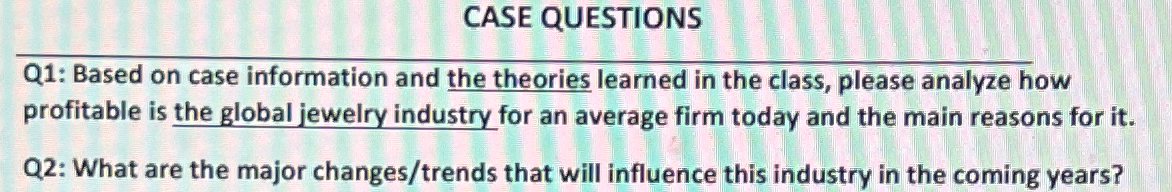  CASE QUESTIONS Q1: Based on case information and the theories learned