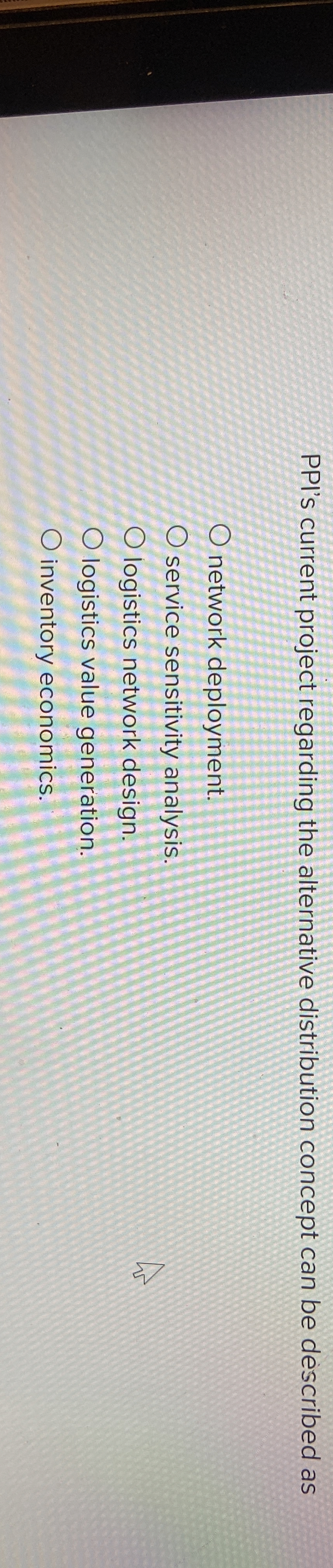  PPl's current project regarding the alternative distribution concept can be described