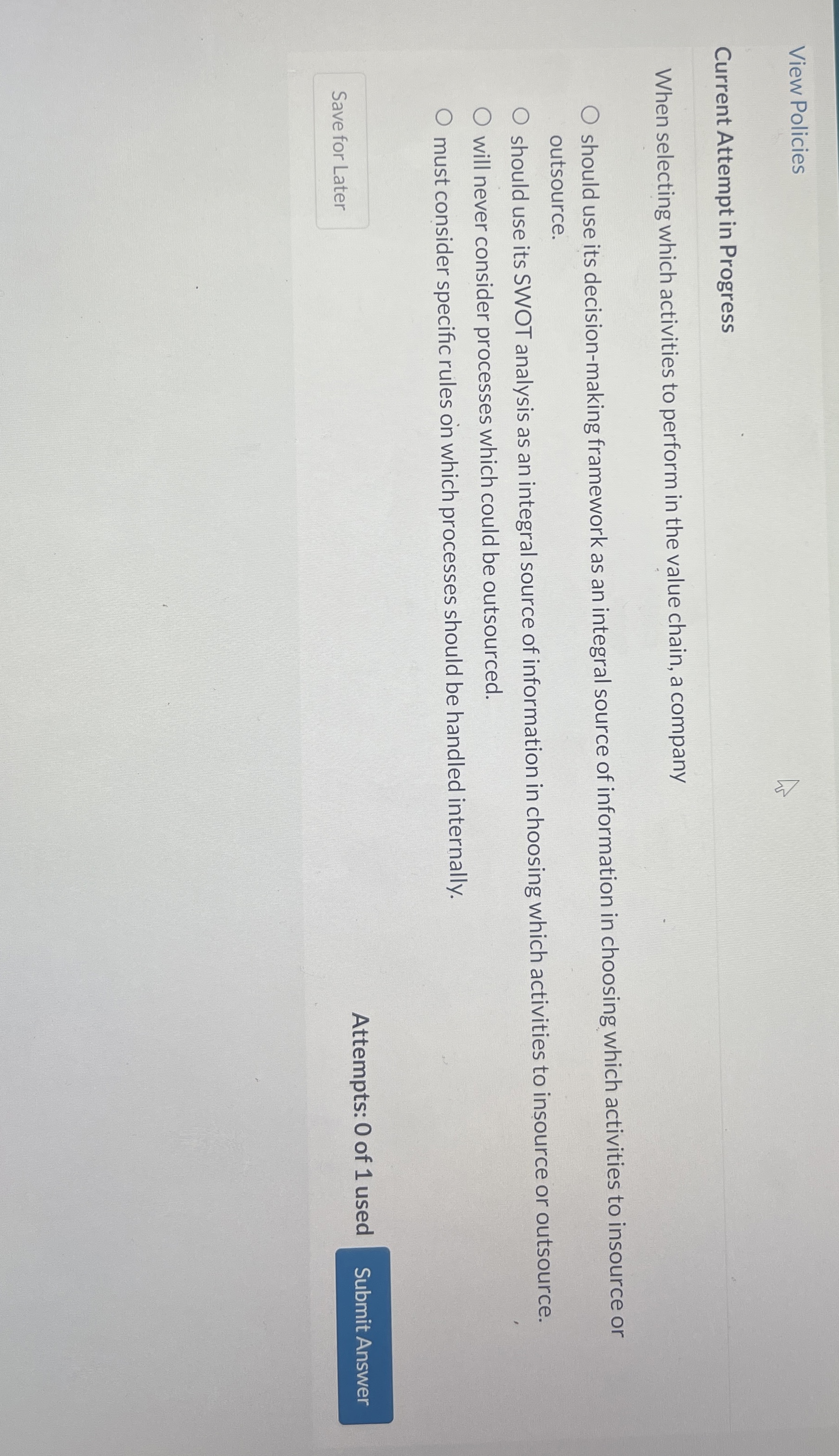  Current Attempt in Progress When selecting which activities to perform in