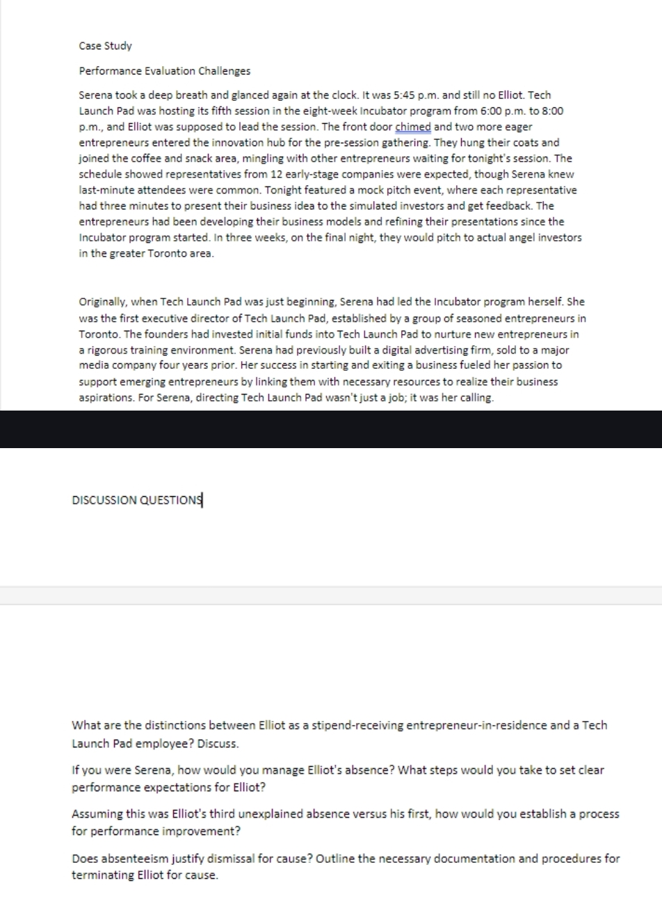  Case Study Performance Evaluation Challenges Serena took a deep breath and