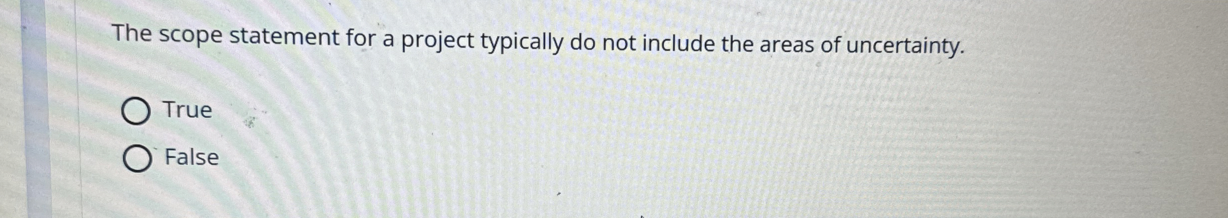  The scope statement for a project typically do not include the