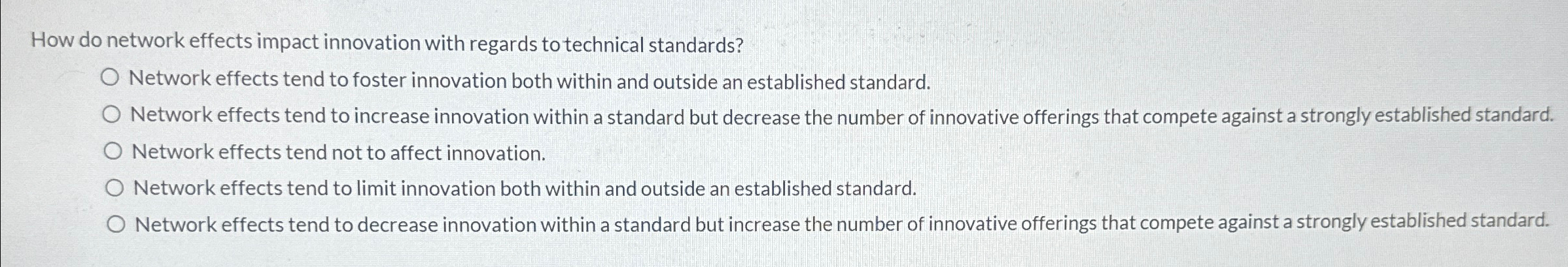  How do network effects impact innovation with regards to technical standards?