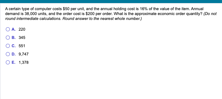  A certain type of computer costs $50 per unit, and the