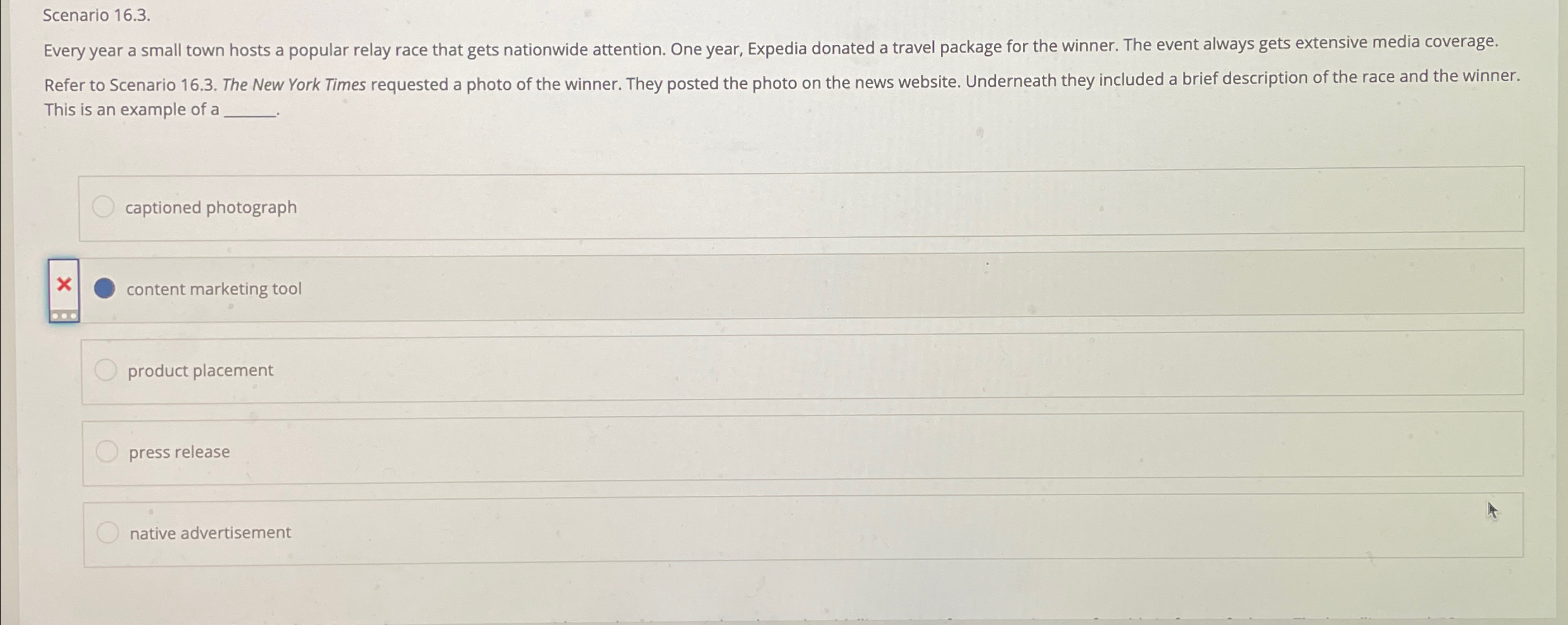  Scenario 16.3. Every year a small town hosts a popular relay