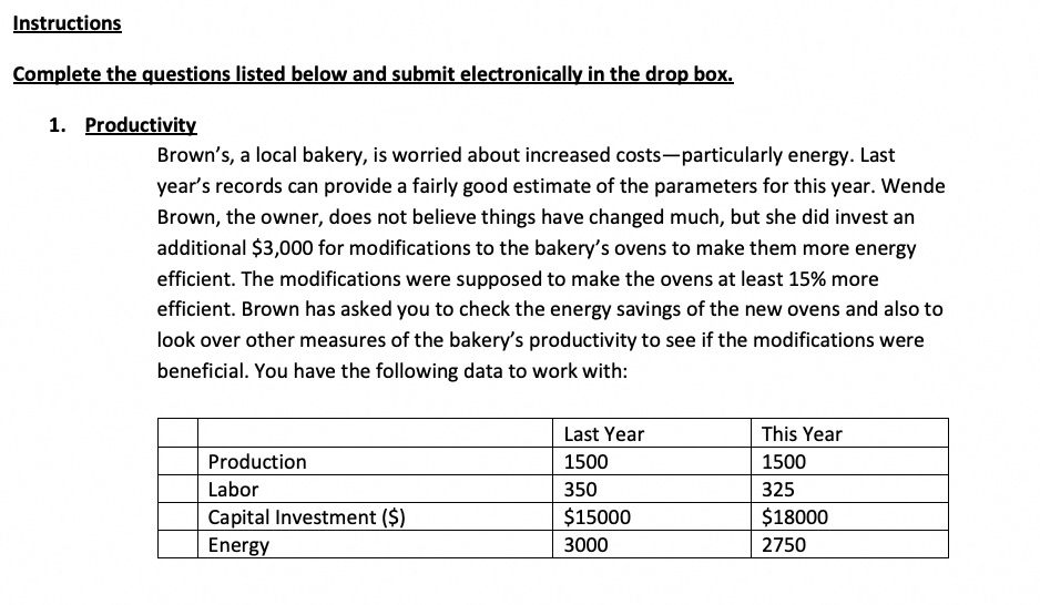 Instructions Complete the questions listed below and submit electronically in the