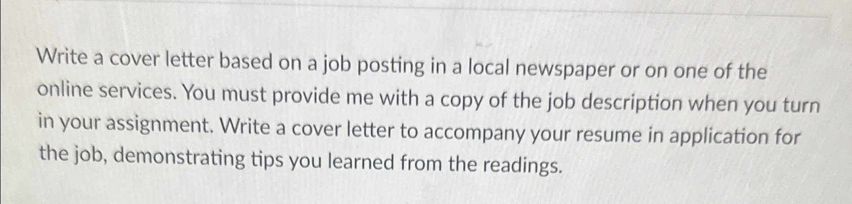  Write a cover letter based on a job posting in a