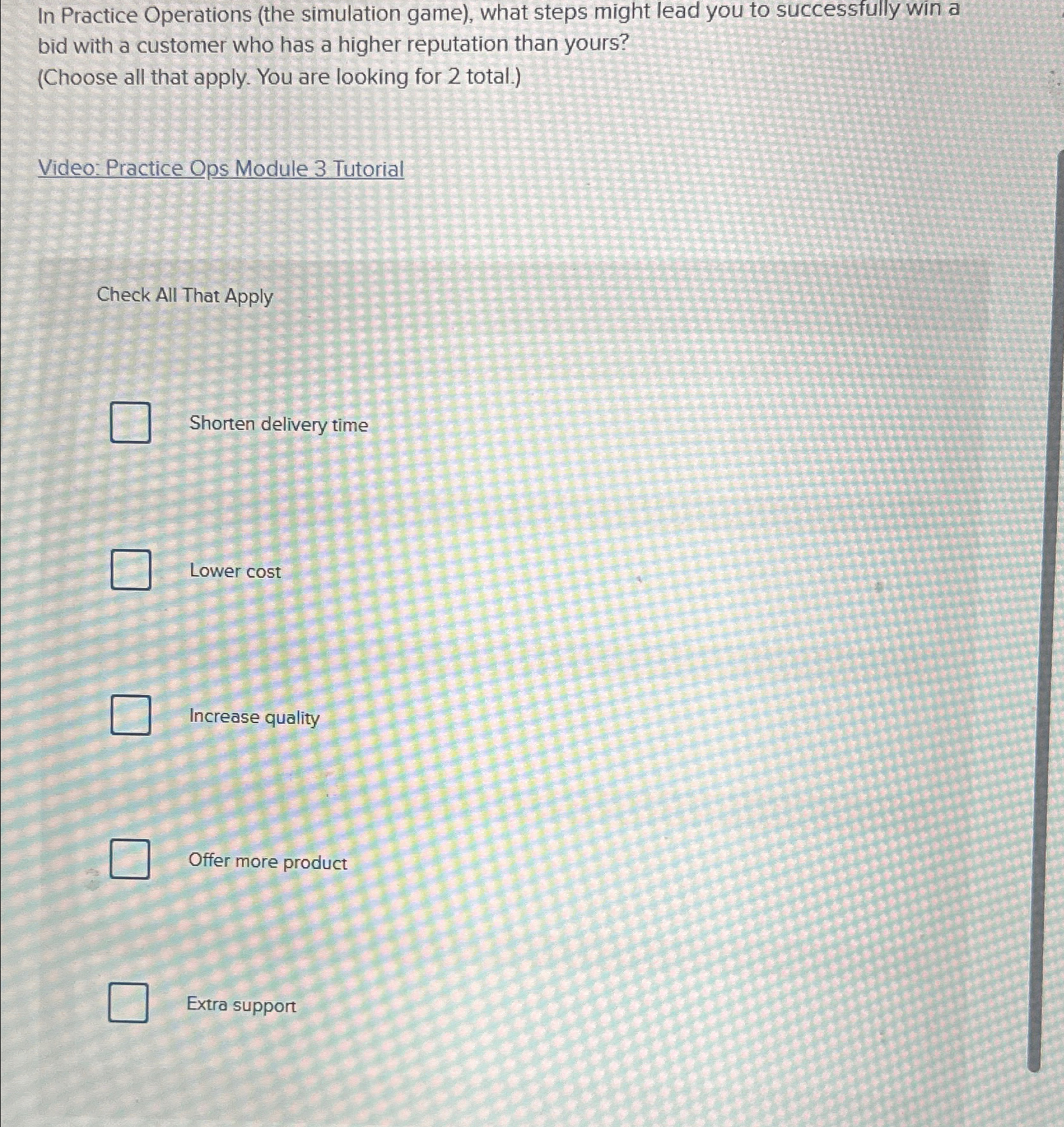  In Practice Operations (the simulation game), what steps might lead you