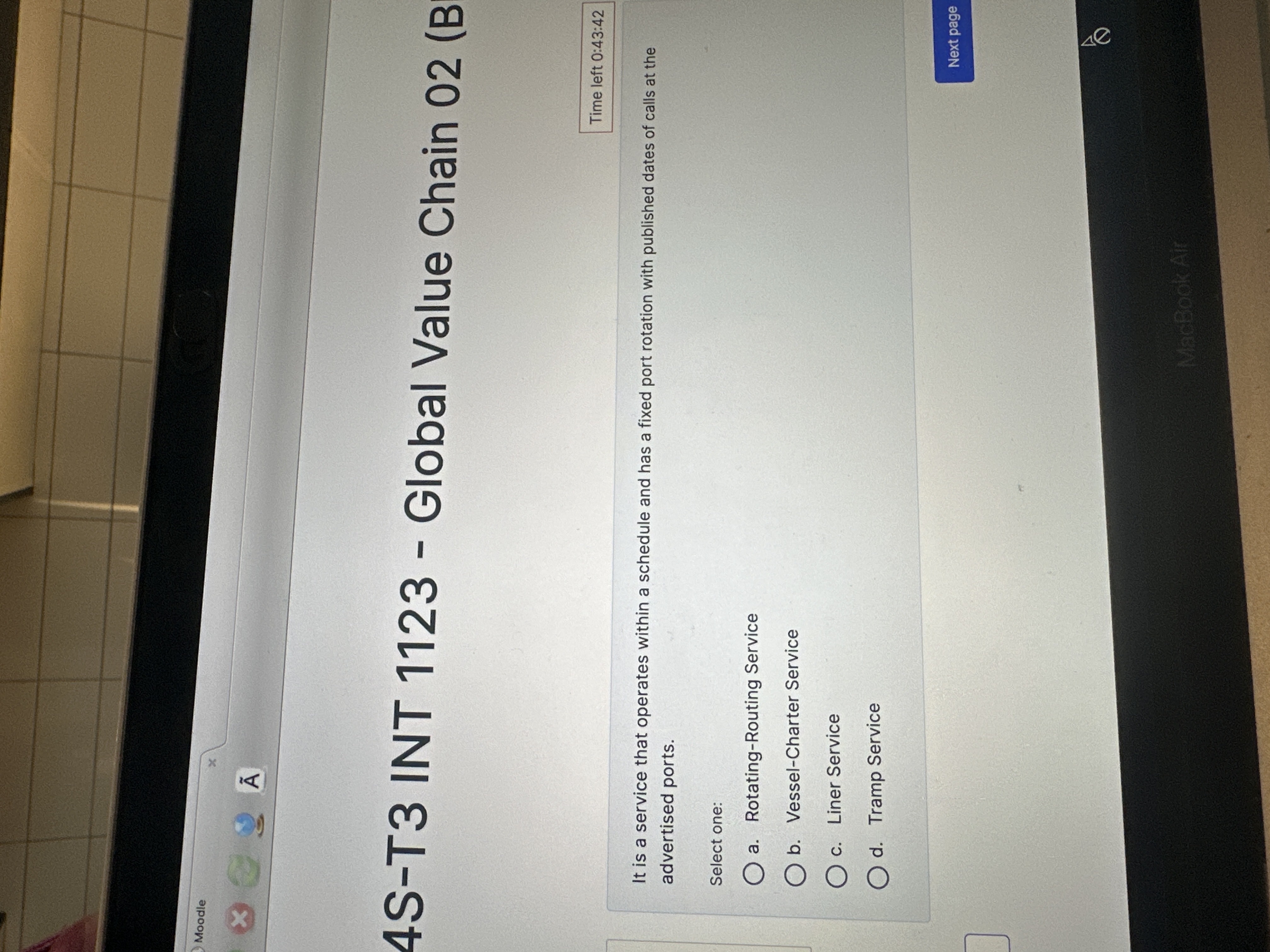  Moodle tilde(A) 4S-T3 INT 1123- Global Value Chain 02(B Time left
