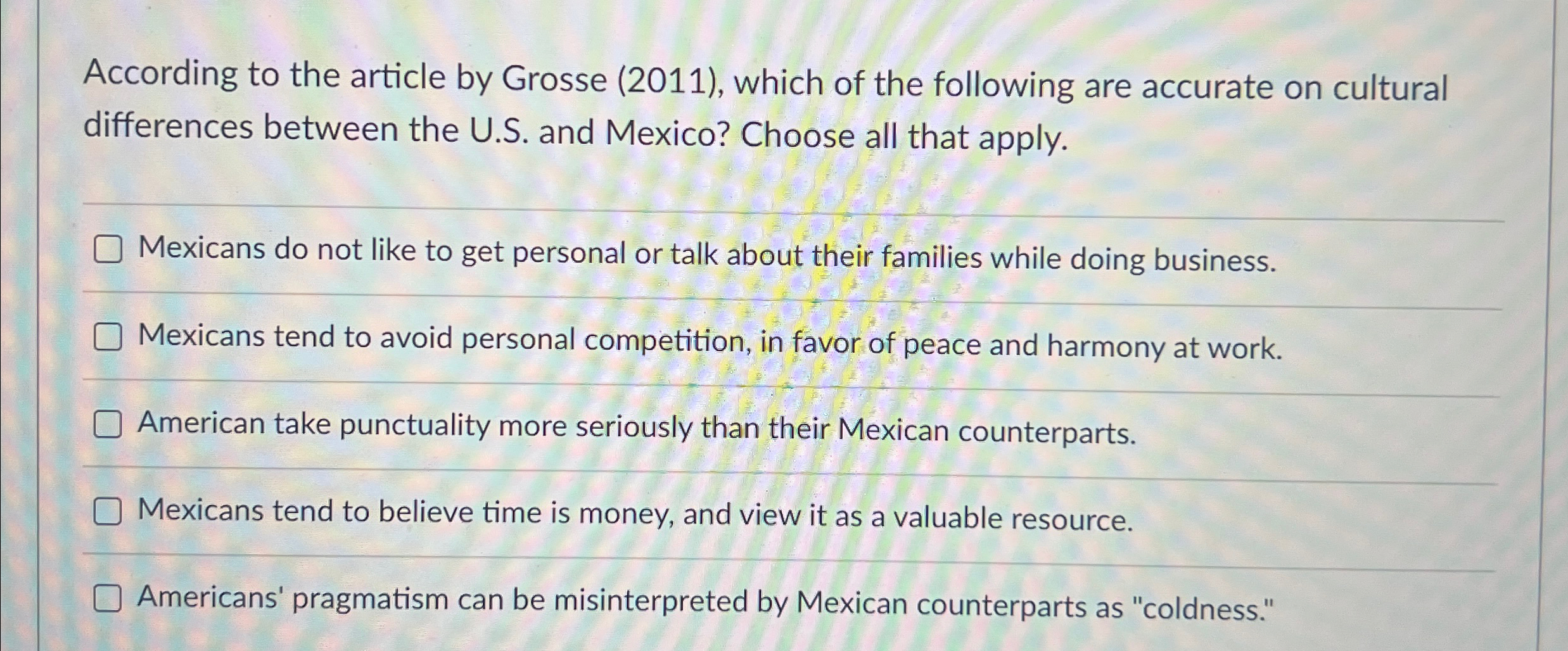  According to the article by Grosse (2011), which of the following