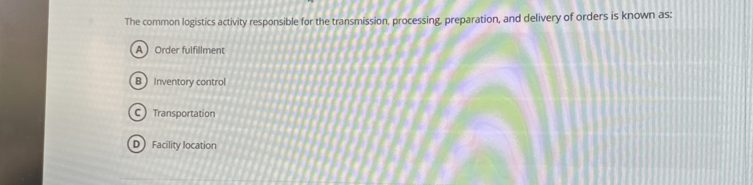  The common logistics activity responsible for the transmission, processing, preparation, and