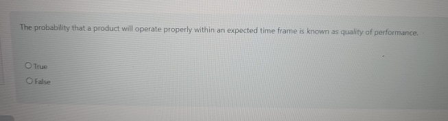  The probability that a product will operate properly within an expected