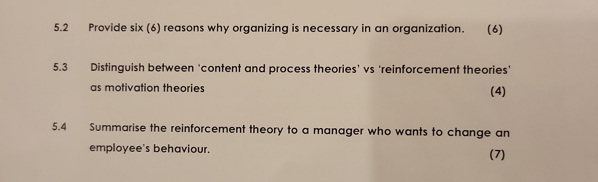  5.2 Provide six (6) reasons why organizing is necessary in an