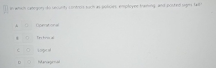  1 in which category do security controls such as policies employee