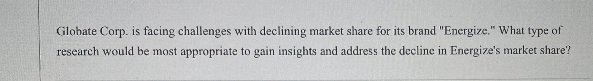  Globate Corp. is facing challenges with declining market share for its