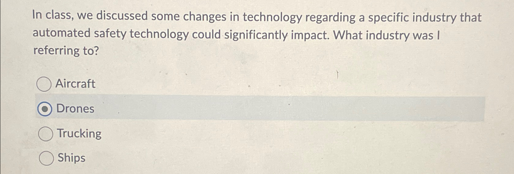  In class, we discussed some changes in technology regarding a specific