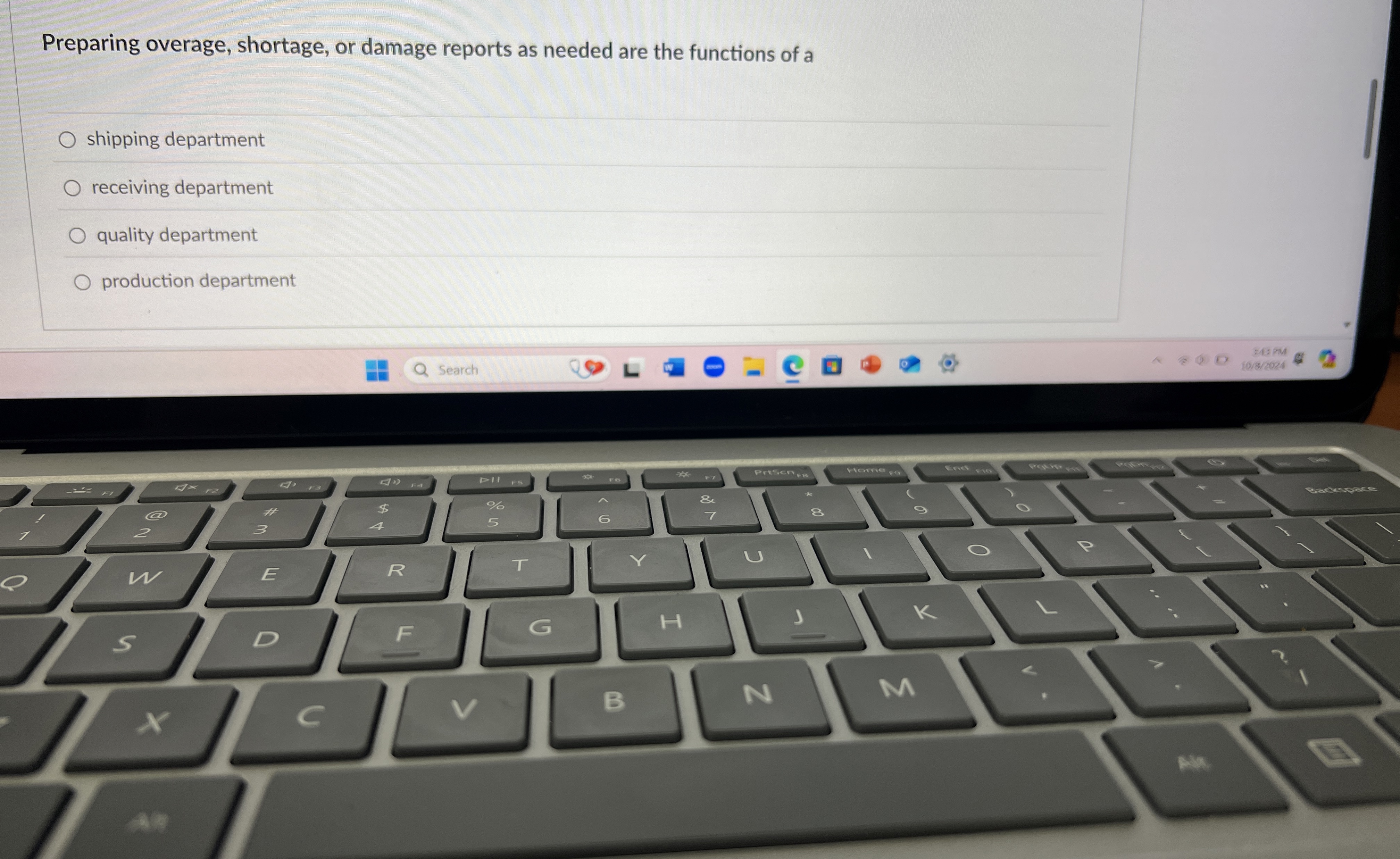  Preparing overage, shortage, or damage reports as needed are the functions