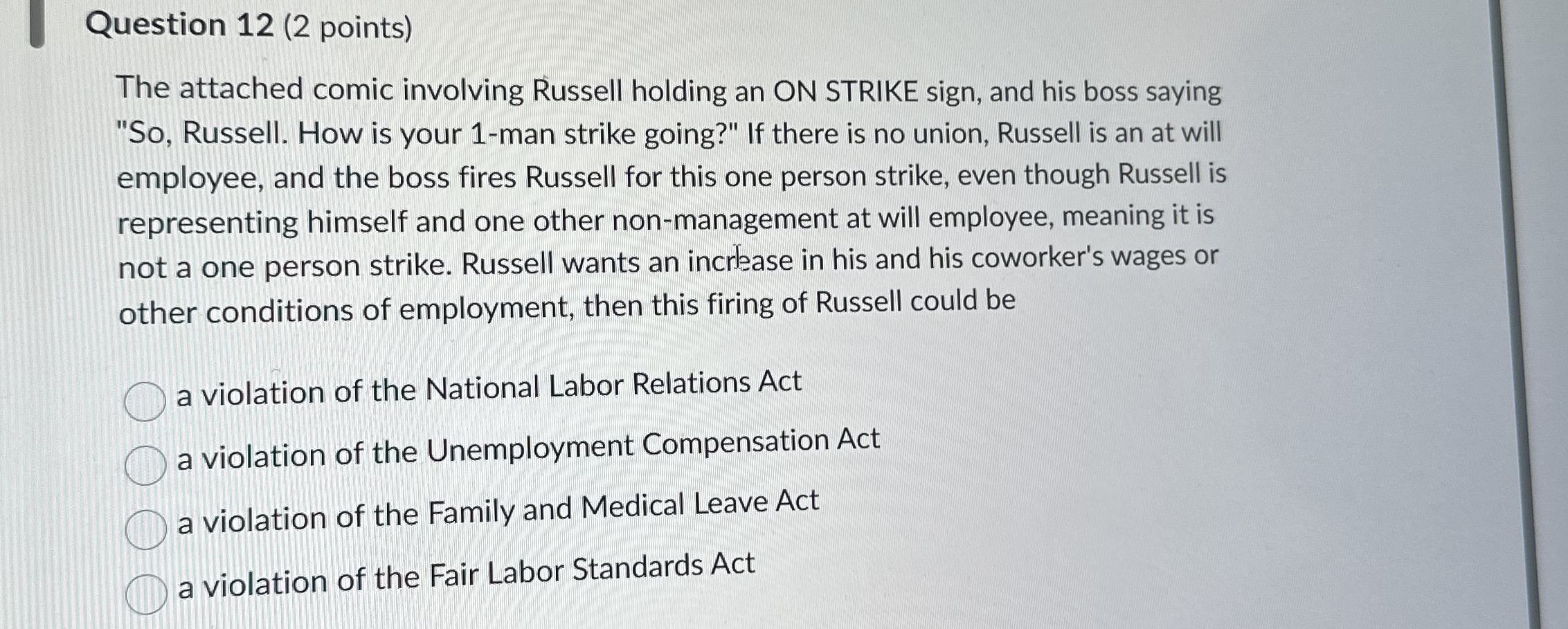  Question 12(2 points) The attached comic involving Russell holding an ON