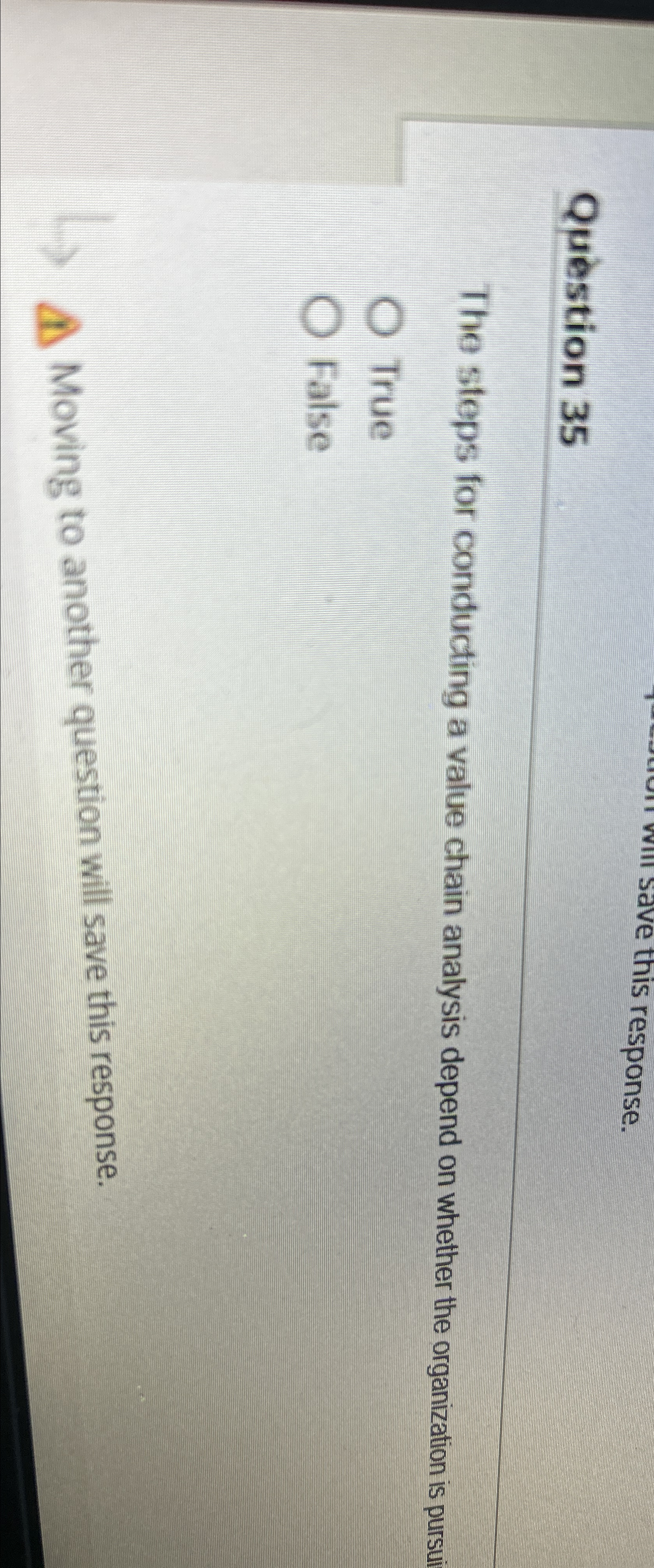  e this response. Qustion 35 The steps for conducting a value