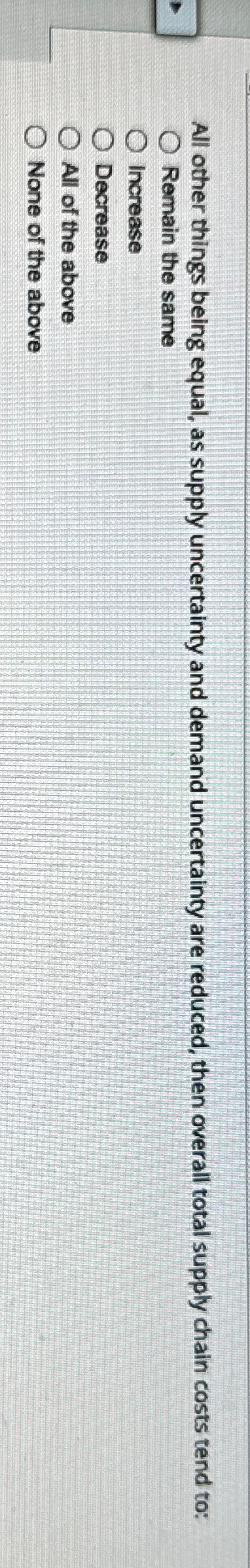  All other things being equal, as supply uncertainty and demand uncertainty