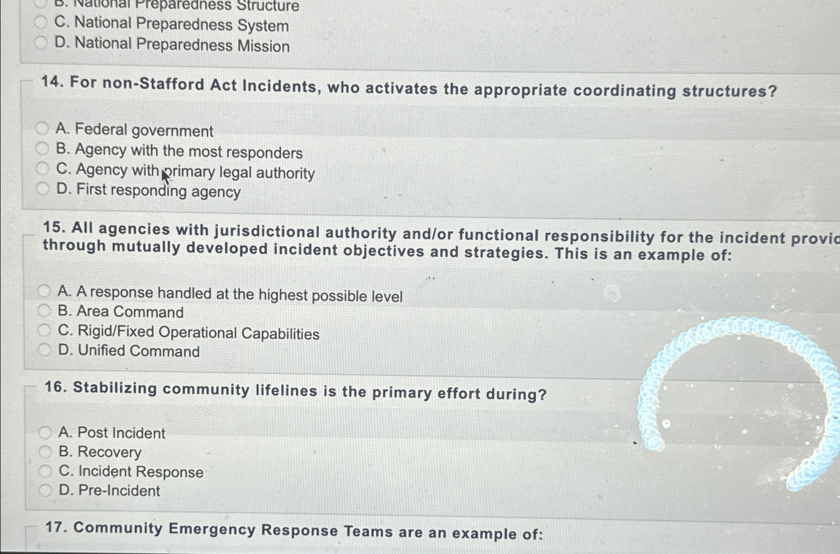  D. Ivational Rrepareeness Structure C. National Preparedness System D. National Preparedness
