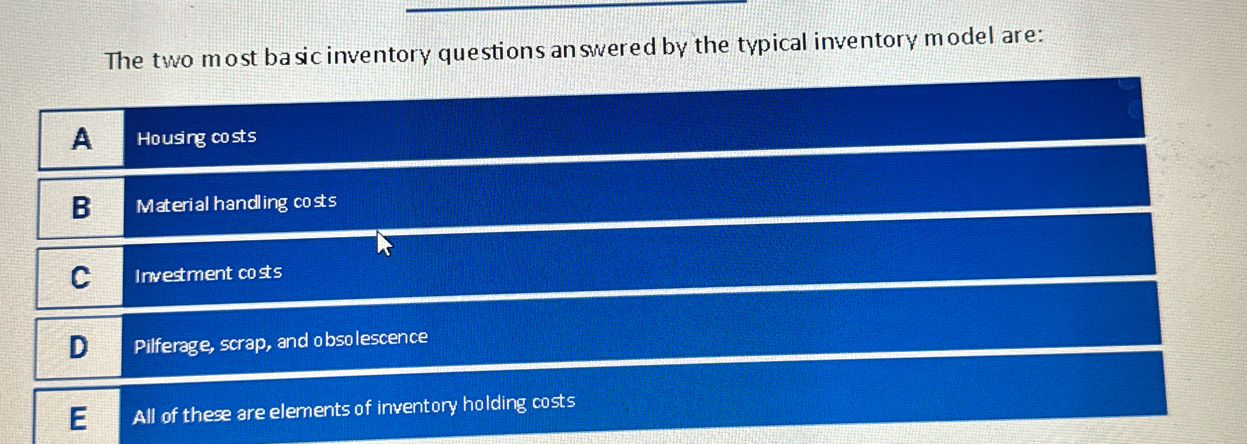  The two most basic inventory questions an swered by the typical
