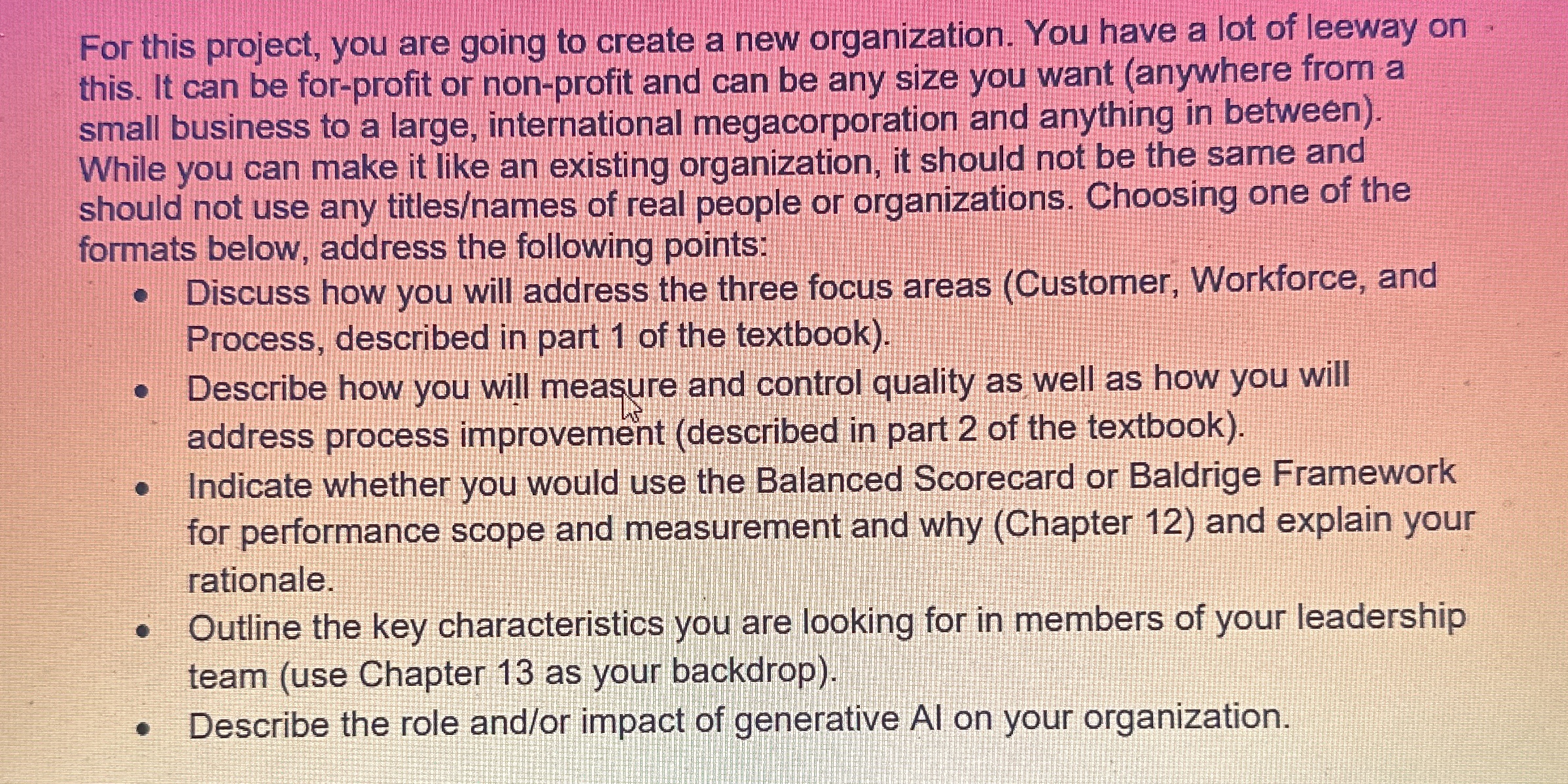 For this project, you are going to create a new organization.
