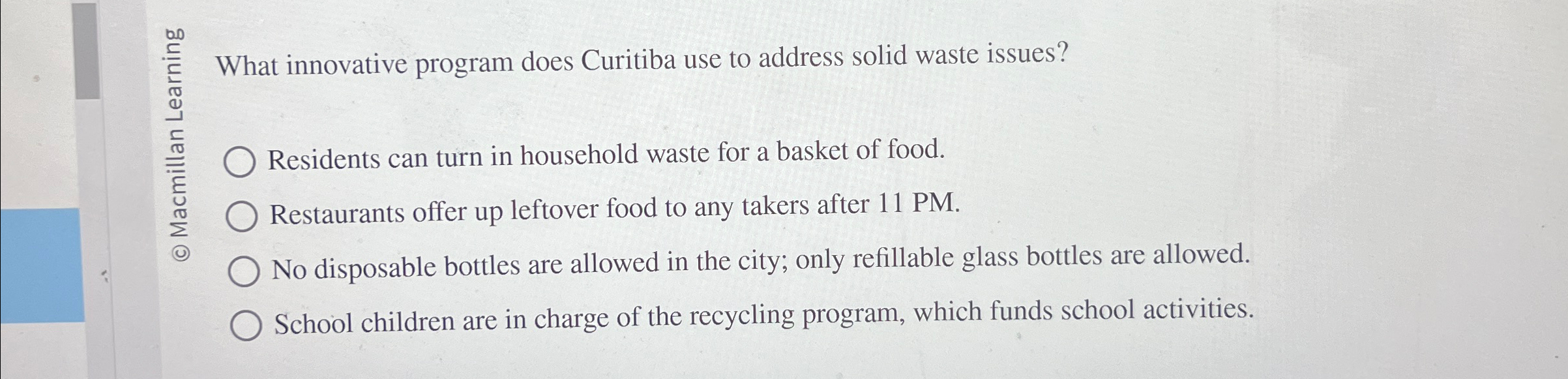  What innovative program does Curitiba use to address solid waste issues?
