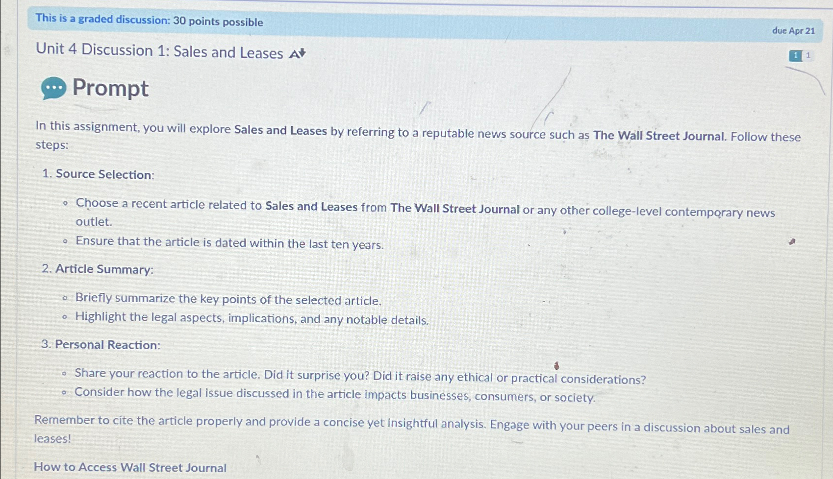  This is a graded discussion: 30 points possible due Apr 21