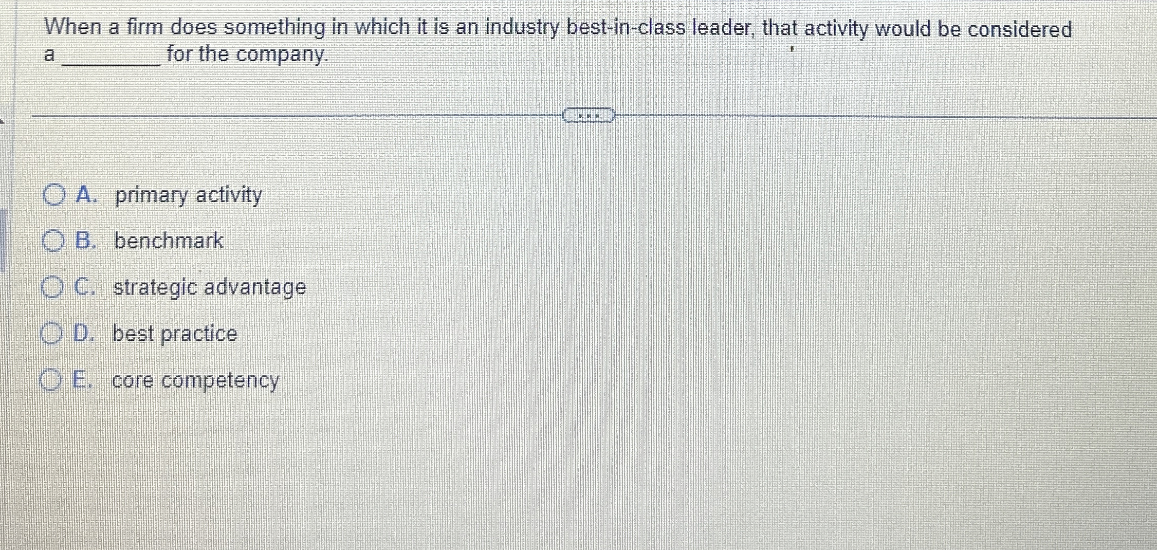  When a firm does something in which it is an industry