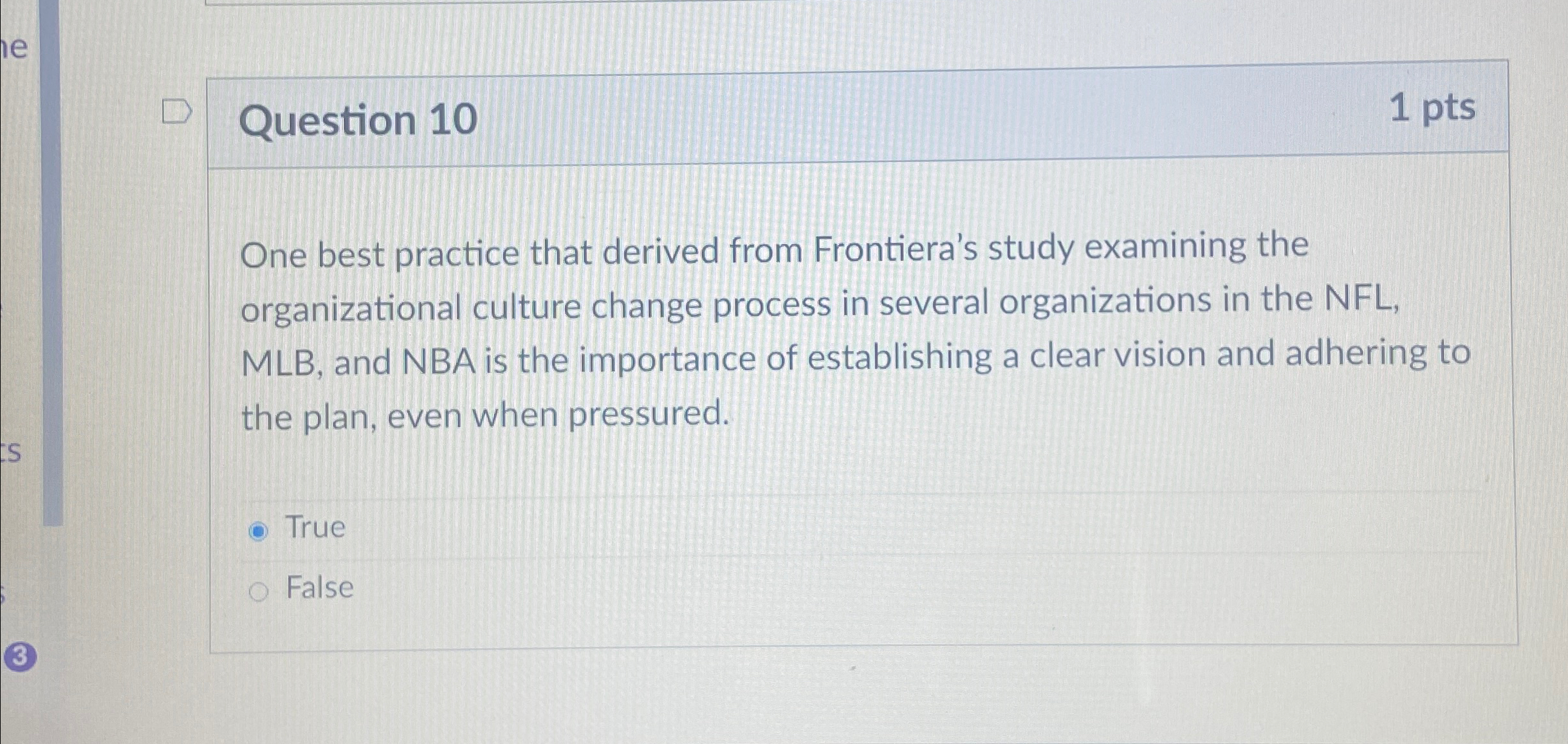  Question 10 1 pts ne best practice that derived from Frontiera's