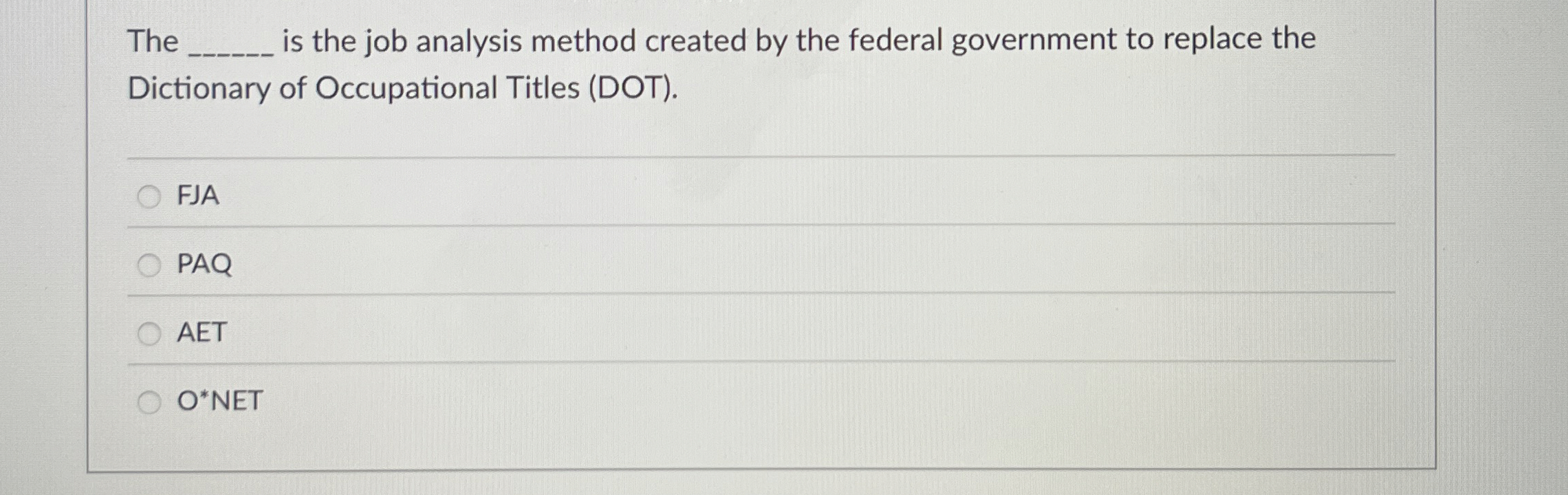  The q, is the job analysis method created by the federal