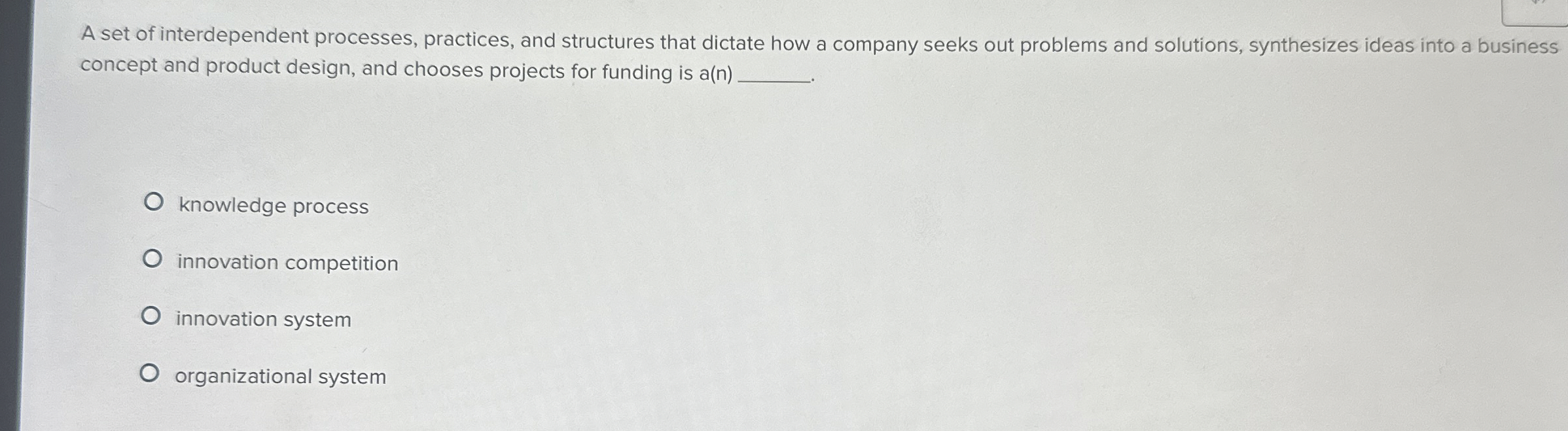  A set of interdependent processes, practices, and structures that dictate how