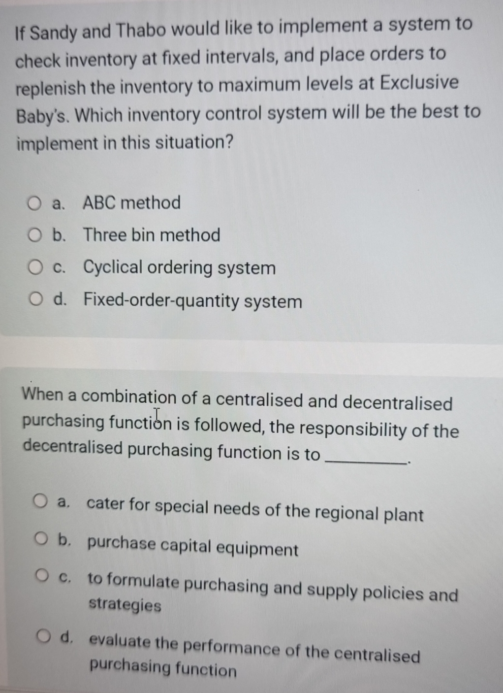  If Sandy and Thabo would like to implement a system to