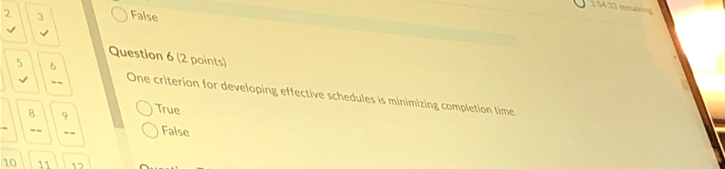  2 3 5 6 8 9 Question 6(2 points) One criterion