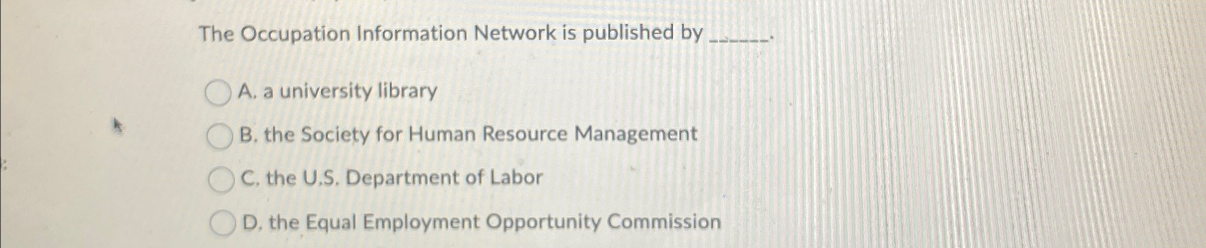  The Occupation Information Network is published by A. a university library