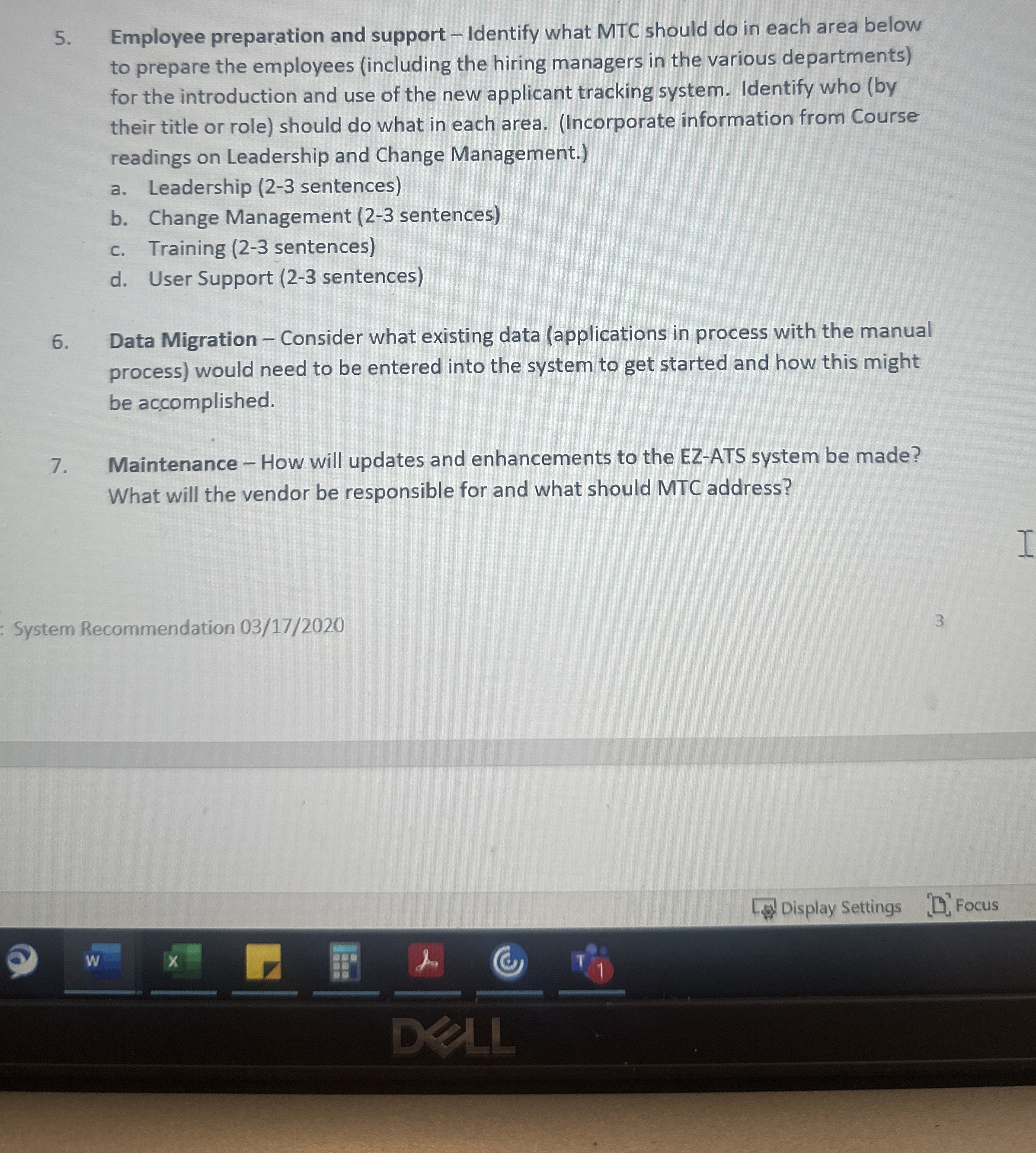  Employee preparation and support - Identify what MTC should do in