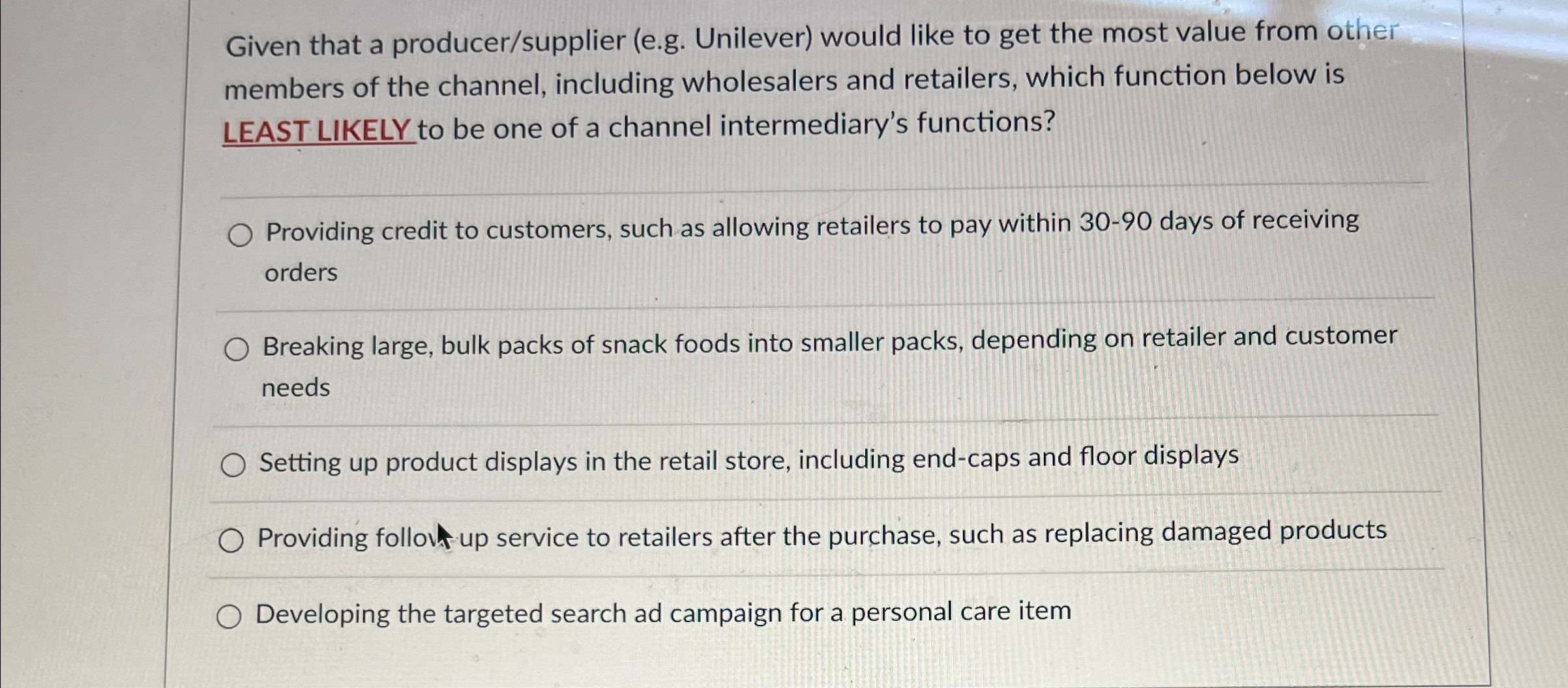  Given that a producer/supplier (e.g. Unilever) would like to get the