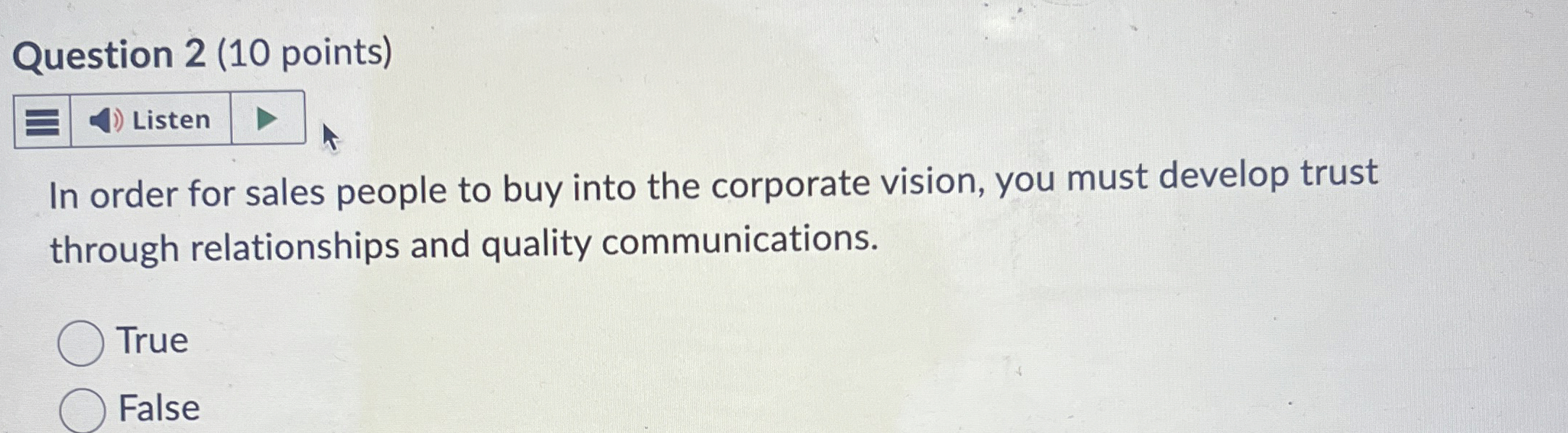  Question 2(10 points) In order for sales people to buy into