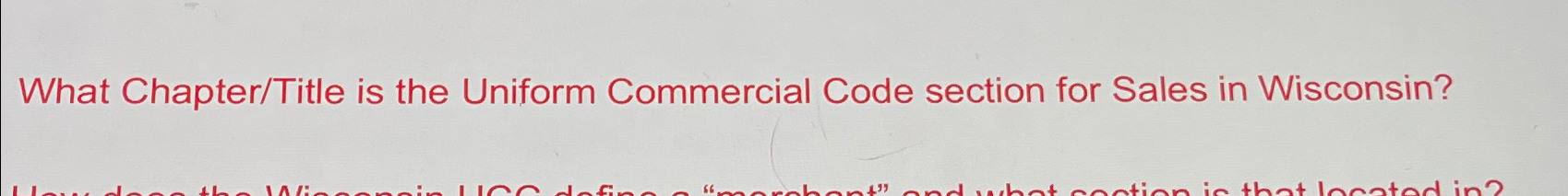  What Chapter/Title is the Uniform Commercial Code section for Sales in