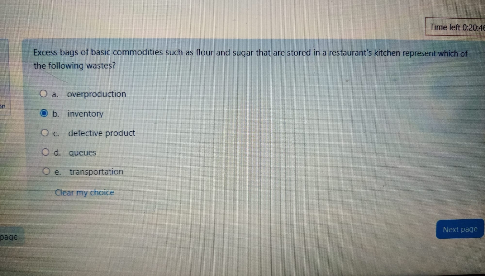  Time left 0:20:46 Excess bags of basic commodities such as flour