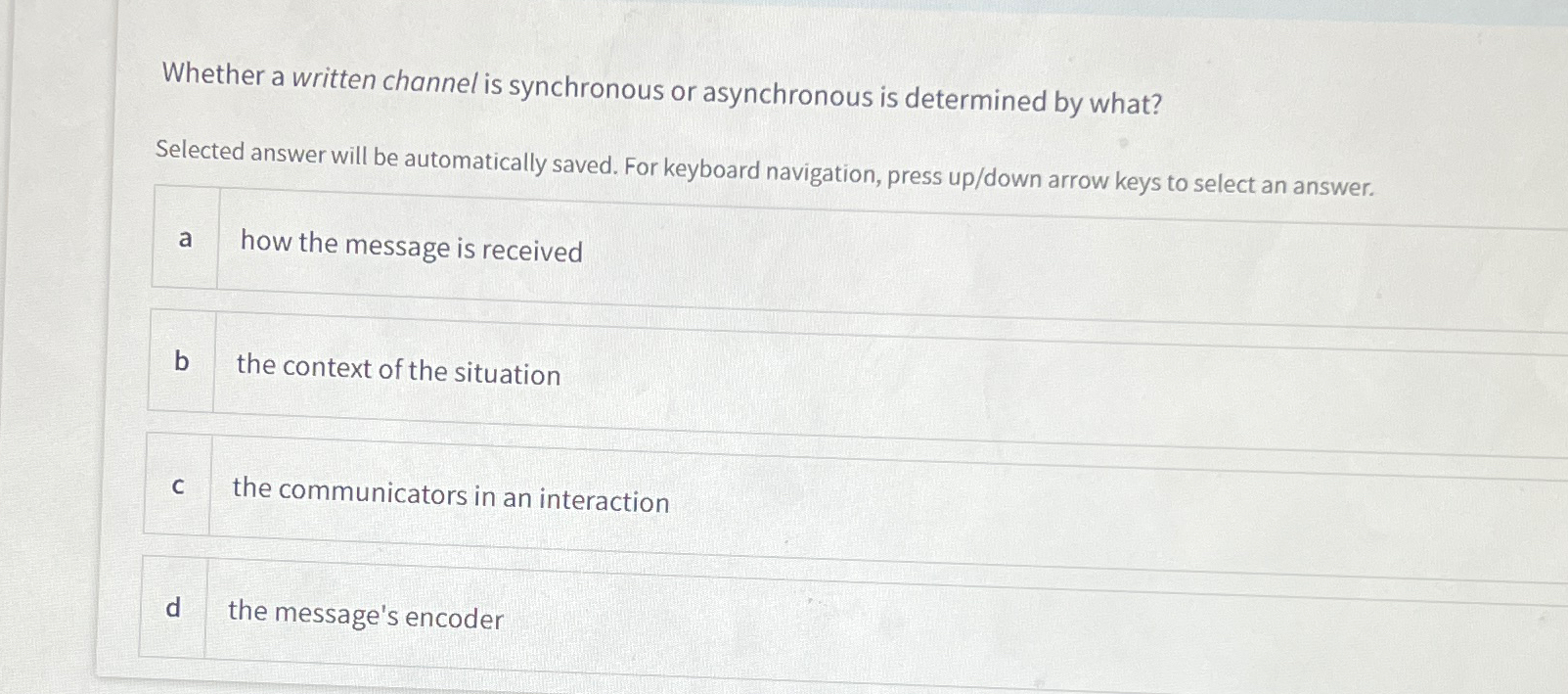  Whether a written channel is synchronous or asynchronous is determined by
