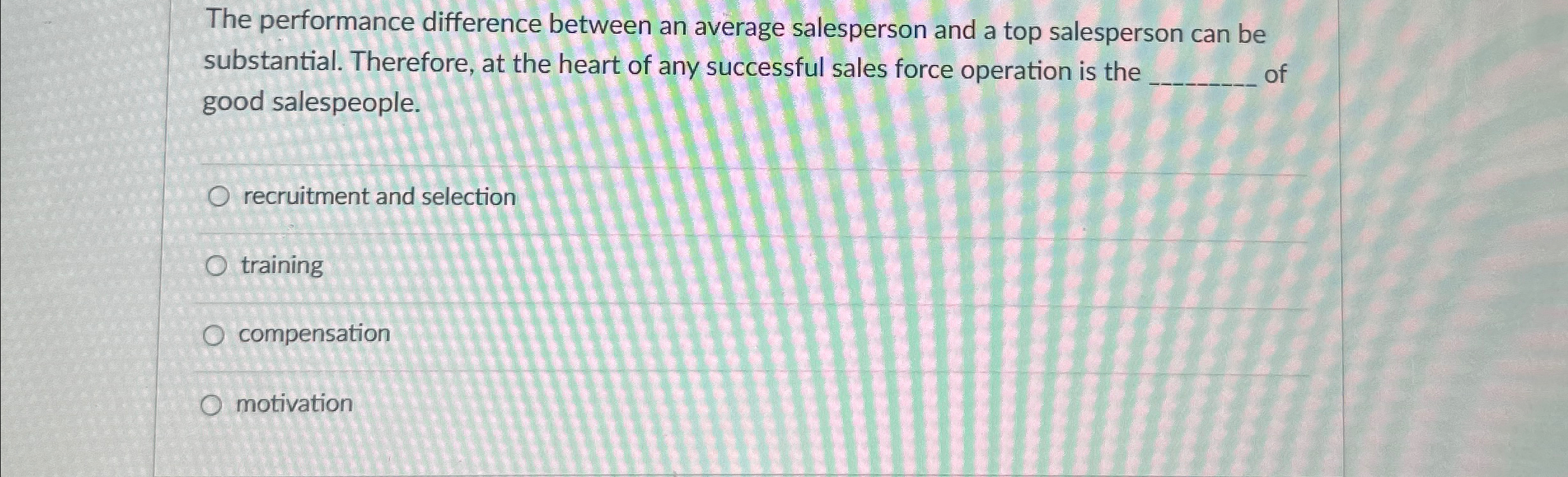  The performance difference between an average salesperson and a top salesperson