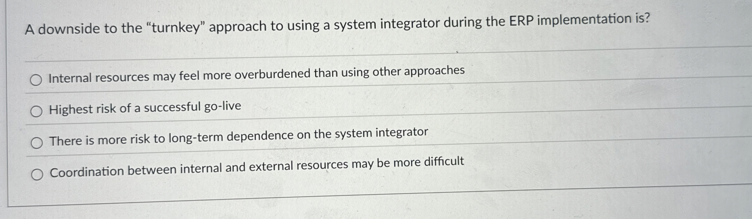  A downside to the "turnkey" approach to using a system integrator