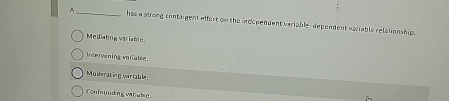  A has a strong contingent effect on the independent variable-dependent variable