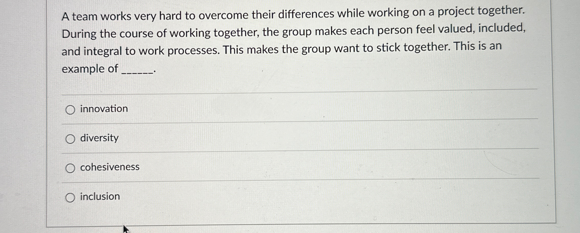  A team works very hard to overcome their differences while working