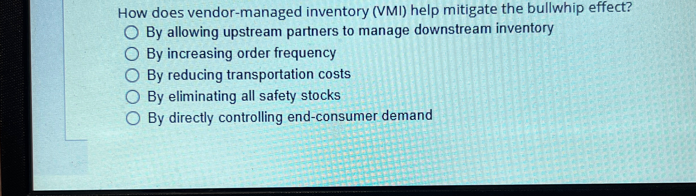  How does vendor-managed inventory (VMI) help mitigate the bullwhip effect? By
