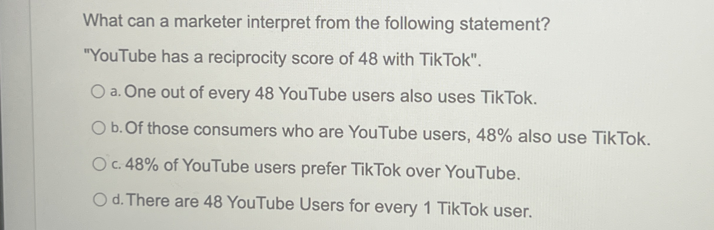  What can a marketer interpret from the following statement? "YouTube has